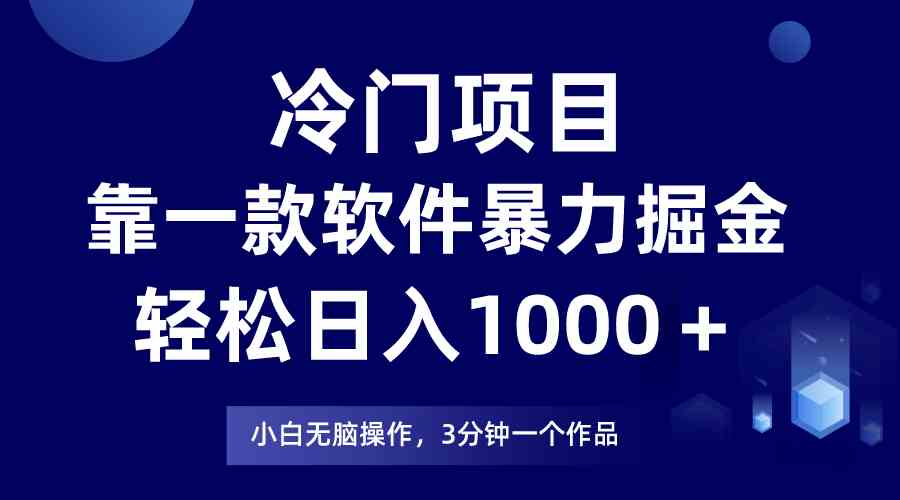 （9791期）冷门项目，靠一款软件暴力掘金日入1000＋，小白轻松上手第二天见收益-智赚网创