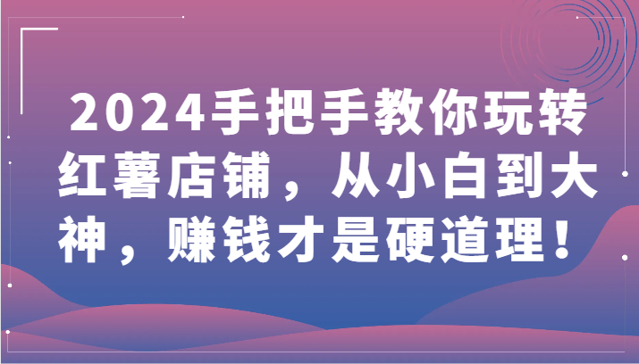 2024手把手教你玩转红薯店铺，从小白到大神，赚钱才是硬道理！-智赚网创
