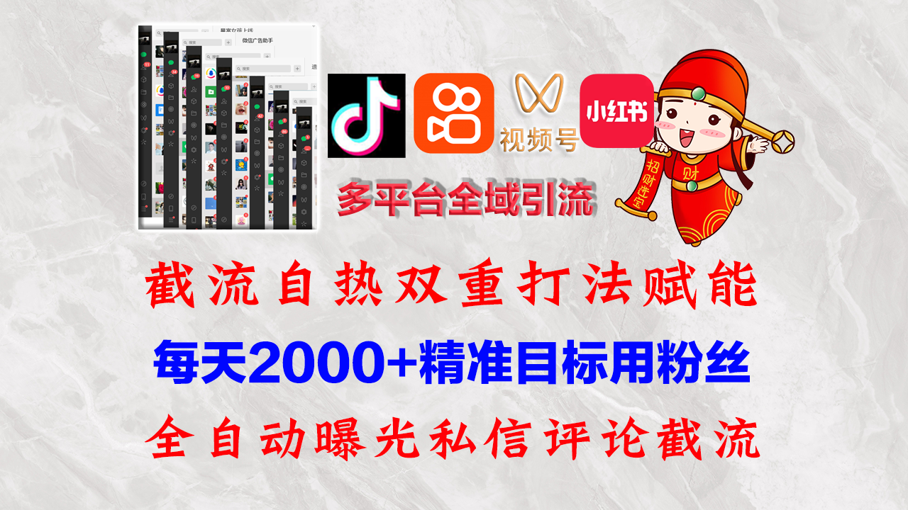 （12559期）快手，抖音，小红书，视频号多平台全自动引流获客系统 精准全域引流，…-智赚网创