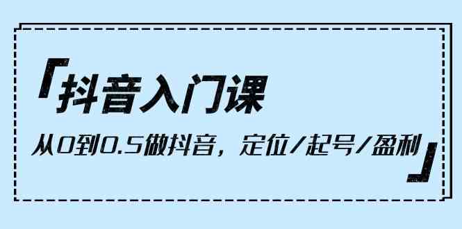 抖音入门课，从0到1做抖音，定位/起号/盈利（9节课）-智赚网创