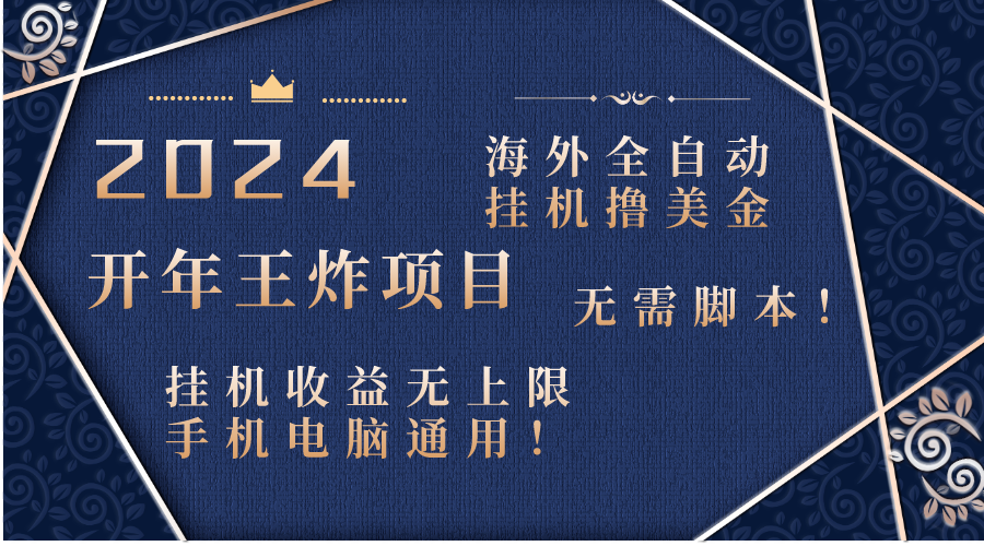 2024海外全自动挂机撸美金项目！手机电脑均可，无需脚本，收益无上限！-智赚网创