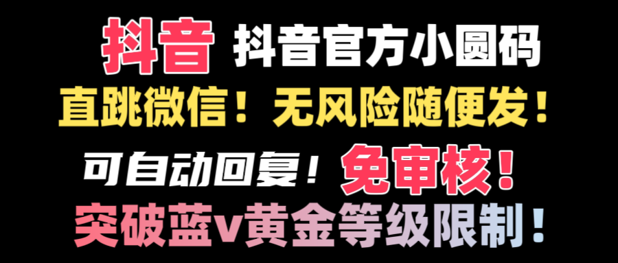 抖音二维码直跳微信技术！站内随便发不违规！！-智赚网创