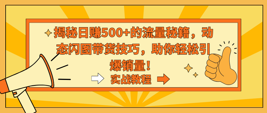 揭秘日赚500+的流量秘籍，动态闪图带货技巧，助你轻松引爆销量！-智赚网创