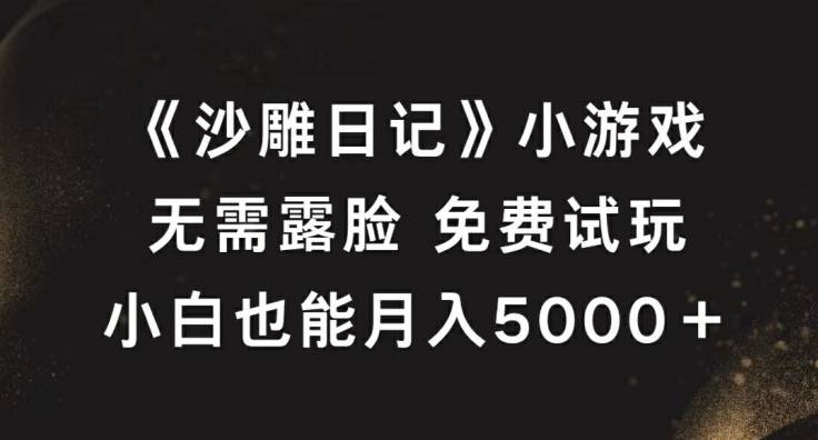《沙雕日记》小游戏，无需露脸免费试玩，小白也能月入5000+【揭秘】-智赚网创