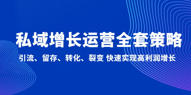 私域增长运营全套策略：引流、留存、转化、裂变 快速实现高利润增长-智赚网创