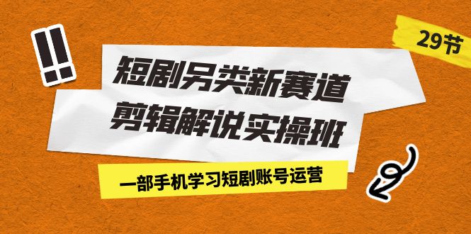 短剧另类新赛道剪辑解说实操班：一部手机学习短剧账号运营（29节 价值500）-智赚网创