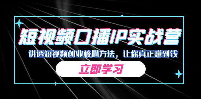 某收费培训：短视频口播IP实战营，讲透短视频创业核心方法，让你真正赚到钱-智赚网创
