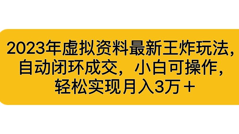 2023年虚拟资料最新王炸玩法，自动闭环成交，小白可操作，轻松实现月入3…-智赚网创