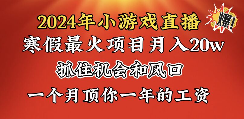 2024年寒假爆火项目，小游戏直播月入20w+，学会了之后你将翻身-智赚网创