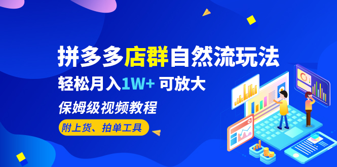 拼多多店群自然流玩法，轻松月入1W+ 保姆级视频教程（附上货、拍单工具）-智赚网创