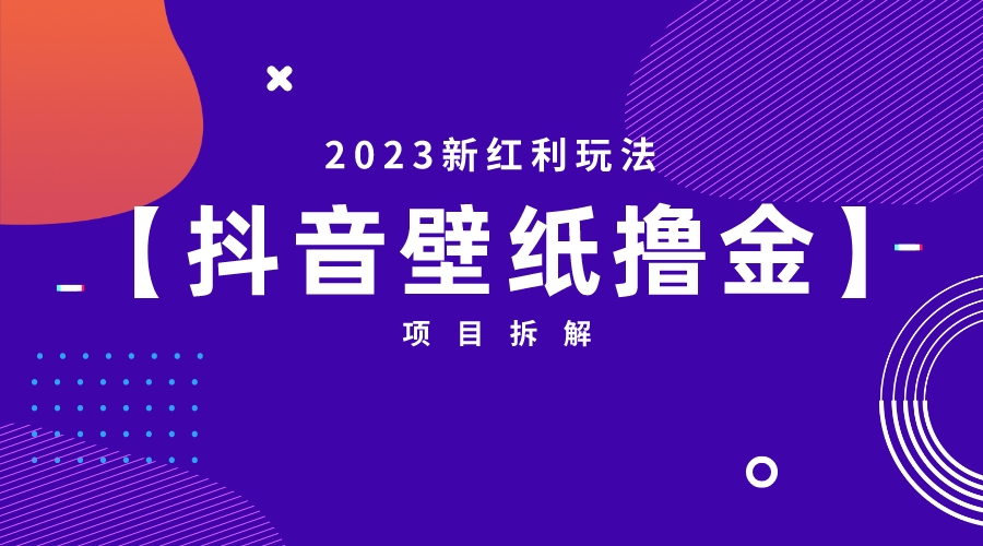 2023新红利玩法：抖音壁纸撸金项目-智赚网创