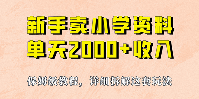 我如何通过卖小学资料，实现单天2000+，实操项目，保姆级教程+资料+工具-智赚网创
