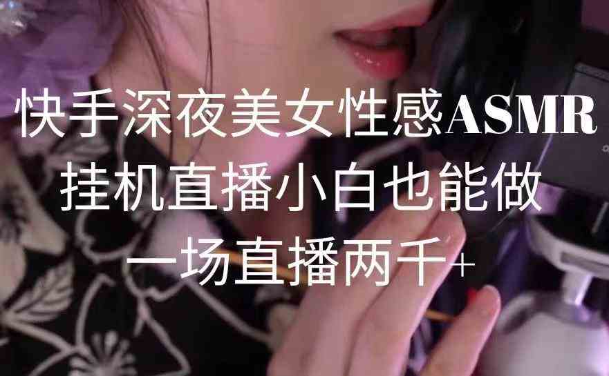 （9243期）快手深夜美女性感ASMR挂机直播，小白也能做，一场直播两千+-智赚网创