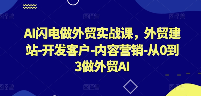 AI闪电做外贸实战课，​外贸建站-开发客户-内容营销-从0到3做外贸AI(更新)-智赚网创