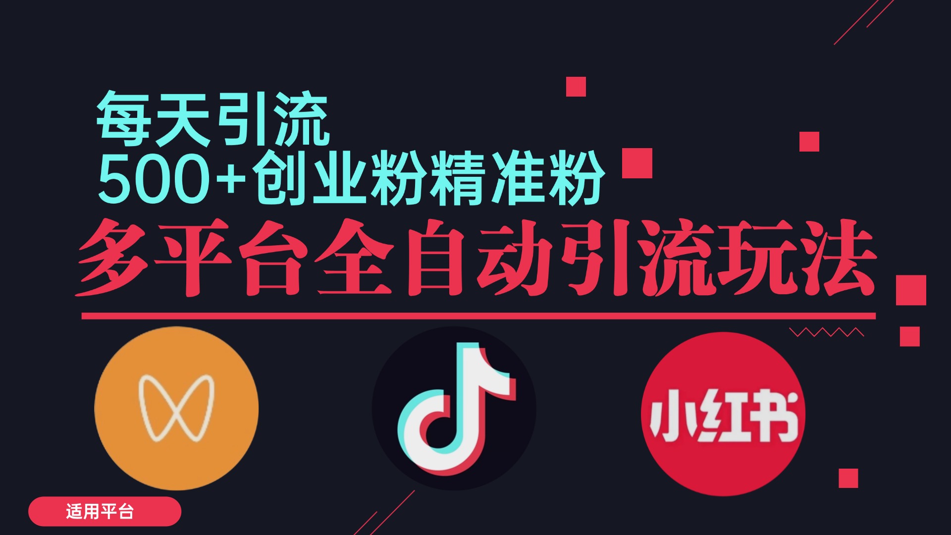 小红书抖音视频号截流自热全平台引流打法，全自动引流【日引2000+精准…-智赚网创