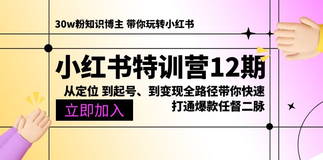 （10666期）小红书特训营12期：从定位 到起号、到变现全路径带你快速打通爆款任督二脉-智赚网创