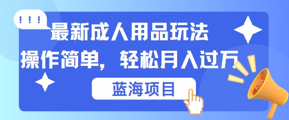 最新成人用品项目玩法，操作简单，动动手，轻松日入几张【揭秘】-智赚网创
