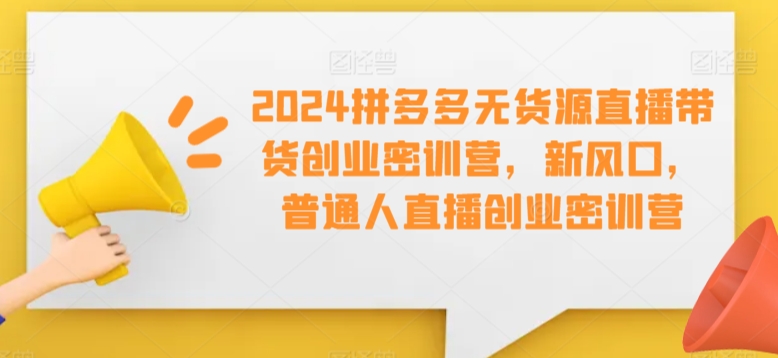 2024拼多多无货源直播带货创业密训营，新风口，普通人直播创业密训营-智赚网创