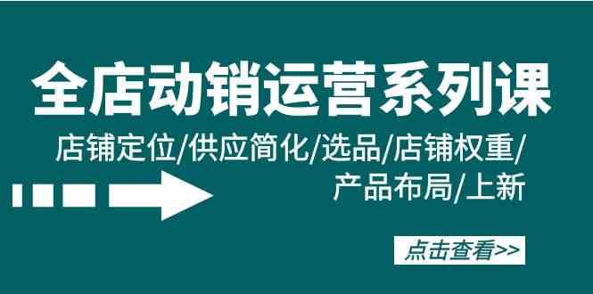 全店动销运营系列课：店铺定位/供应简化/选品/店铺权重/产品布局/上新-智赚网创