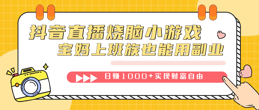 抖音直播烧脑小游戏，不需要找话题聊天，宝妈上班族也能用副业日赚1000+-智赚网创