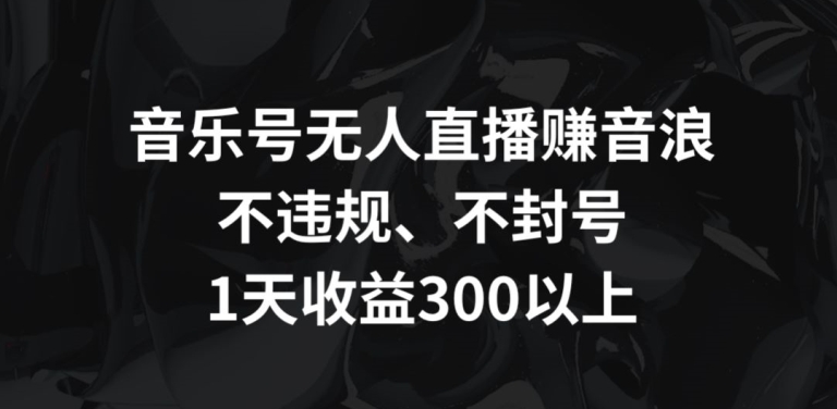 音乐号无人直播赚音浪，不违规、不封号，1天收益300+-智赚网创