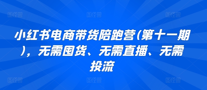 小红书电商带货陪跑营(第十一期)，无需囤货、无需直播、无需投流-智赚网创