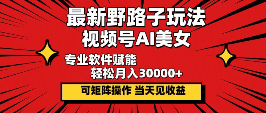（12798期）最新野路子玩法，视频号AI美女，当天见收益，轻松月入30000＋-智赚网创