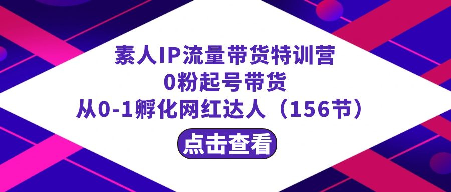 繁星·计划素人IP流量带货特训营：0粉起号带货 从0-1孵化网红达人（156节）-智赚网创