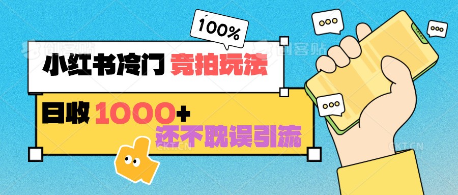小红书冷门 竞拍玩法 日收1000+ 不耽误引流 可以做店铺 可以做私域-智赚网创