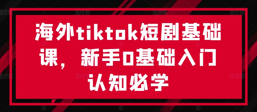 海外tiktok短剧基础课，新手0基础入门认知必学-智赚网创