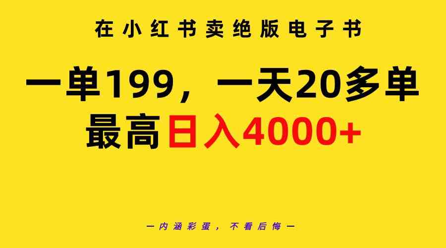 （9401期）在小红书卖绝版电子书，一单199 一天最多搞20多单，最高日入4000+教程+资料-智赚网创