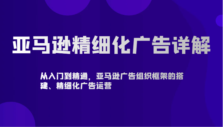 亚马逊精细化广告详解-从入门到精通，亚马逊广告组织框架的搭建、精细化广告运营-智赚网创