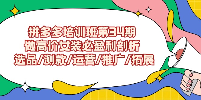 拼多多培训班第34期：做高价女装必盈利剖析 选品/测款/运营/推广/拓展-智赚网创