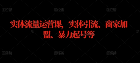 实体流量运营课，实体引流、商家加盟、暴力起号等-智赚网创