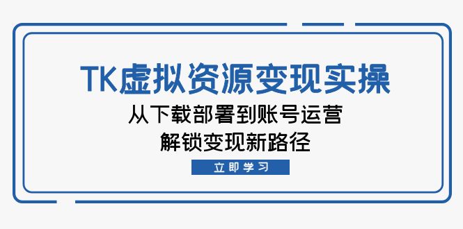 TK虚拟资料变现实操：从下载部署到账号运营，解锁变现新路径-智赚网创
