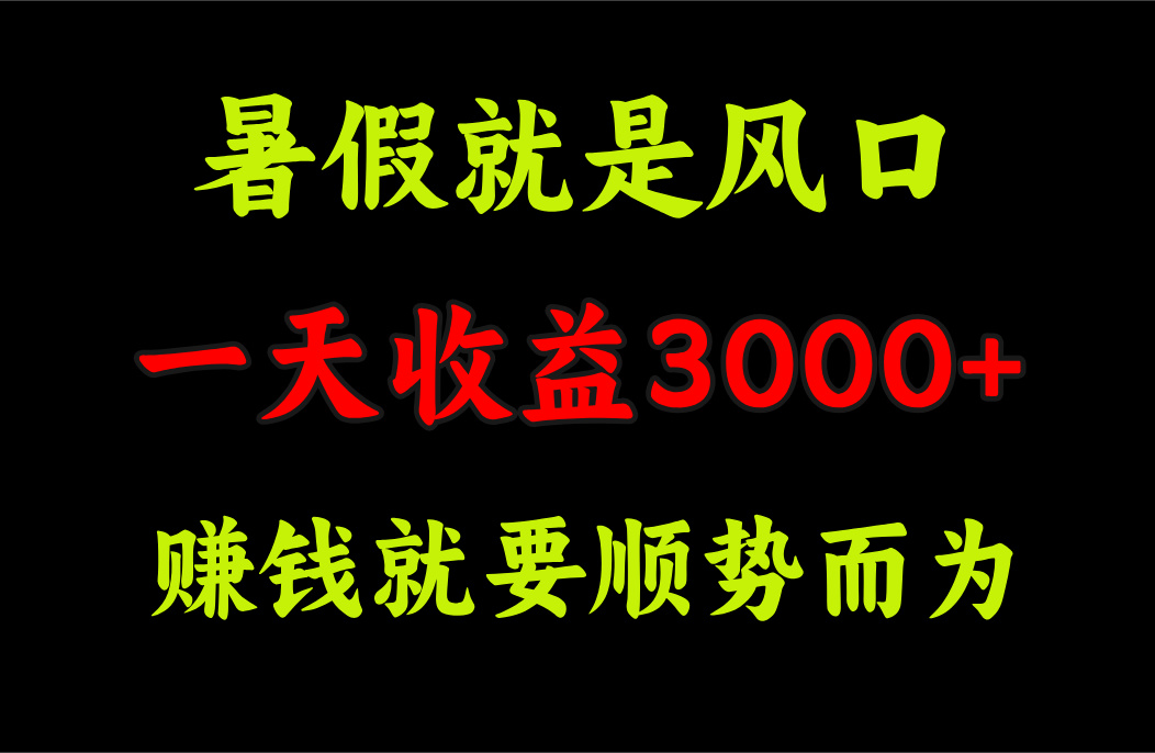 一天收益3000+ 赚钱就是顺势而为，暑假就是风口-智赚网创