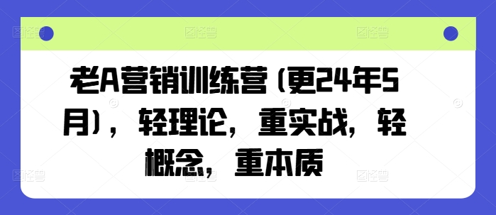 老A营销训练营(更24年9月)，轻理论，重实战，轻概念，重本质-智赚网创