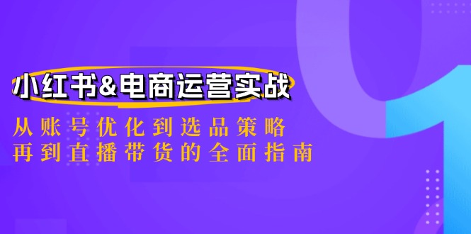 小红书&电商运营实战：从账号优化到选品策略，再到直播带货的全面指南-智赚网创