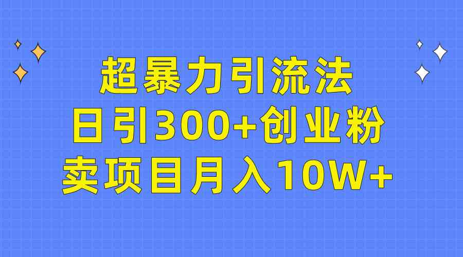 （9954期）超暴力引流法，日引300+创业粉，卖项目月入10W+-智赚网创