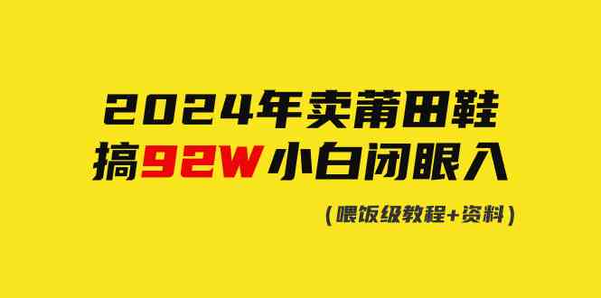 （9329期）2024年卖莆田鞋，搞了92W，小白闭眼操作！-智赚网创