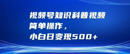 视频号知识科普视频，简单操作，小白日变现500+【揭秘】-智赚网创