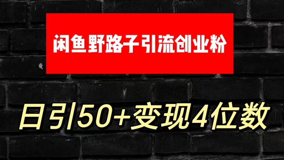 大眼闲鱼野路子引流创业粉，日引50+单日变现四位数-智赚网创