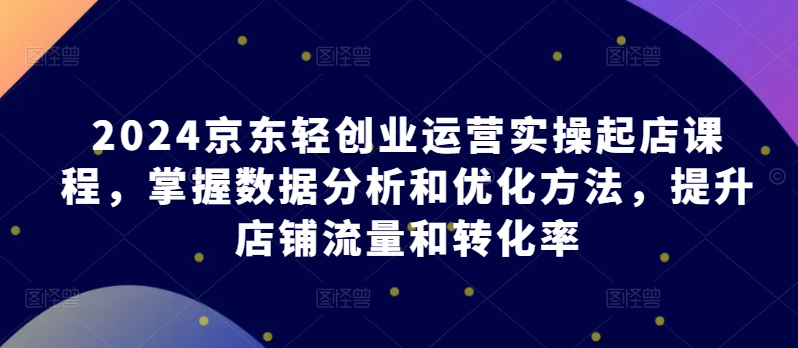 2024京东轻创业运营实操起店课程，掌握数据分析和优化方法，提升店铺流量和转化率-智赚网创