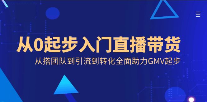 从0起步入门直播带货，从搭团队到引流到转化全面助力GMV起步-智赚网创