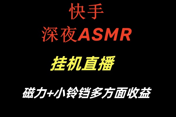快手深夜ASMR挂机直播磁力+小铃铛多方面收益-智赚网创