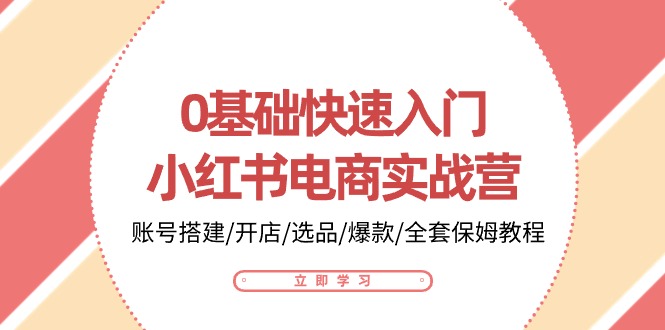 0基础快速入门小红书电商实战营：账号搭建/开店/选品/爆款/全套保姆教程-智赚网创