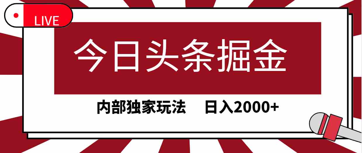 （9832期）今日头条掘金，30秒一篇文章，内部独家玩法，日入2000+-智赚网创
