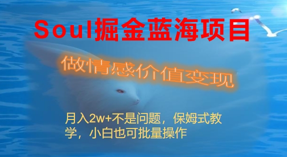 Soul掘金蓝海项目细分赛道，做情感价值变现，月入2w+不是问题-智赚网创