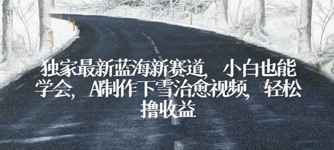 独家最新蓝海新赛道，小白也能学会，AI制作下雪治愈视频，轻松撸收益-智赚网创