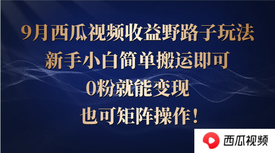 西瓜视频收益野路子玩法，新手小白简单搬运即可，0粉就能变现，也可矩…-智赚网创